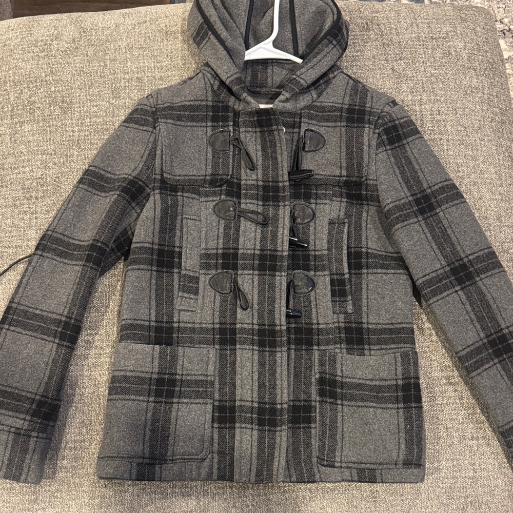 Aeropostale Charcoal Plaid Kids Pea Coat